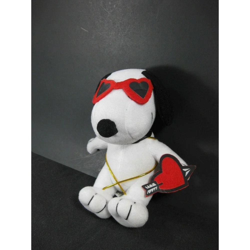 SNOOPY VALENTINES Sitting w/ Heart Glasses Bow Arrow Heart Plush Stuffed‎ 7